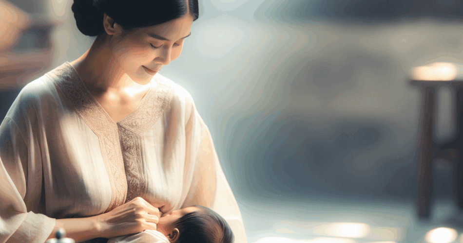Traditional Wife Practicing Breastfeeding